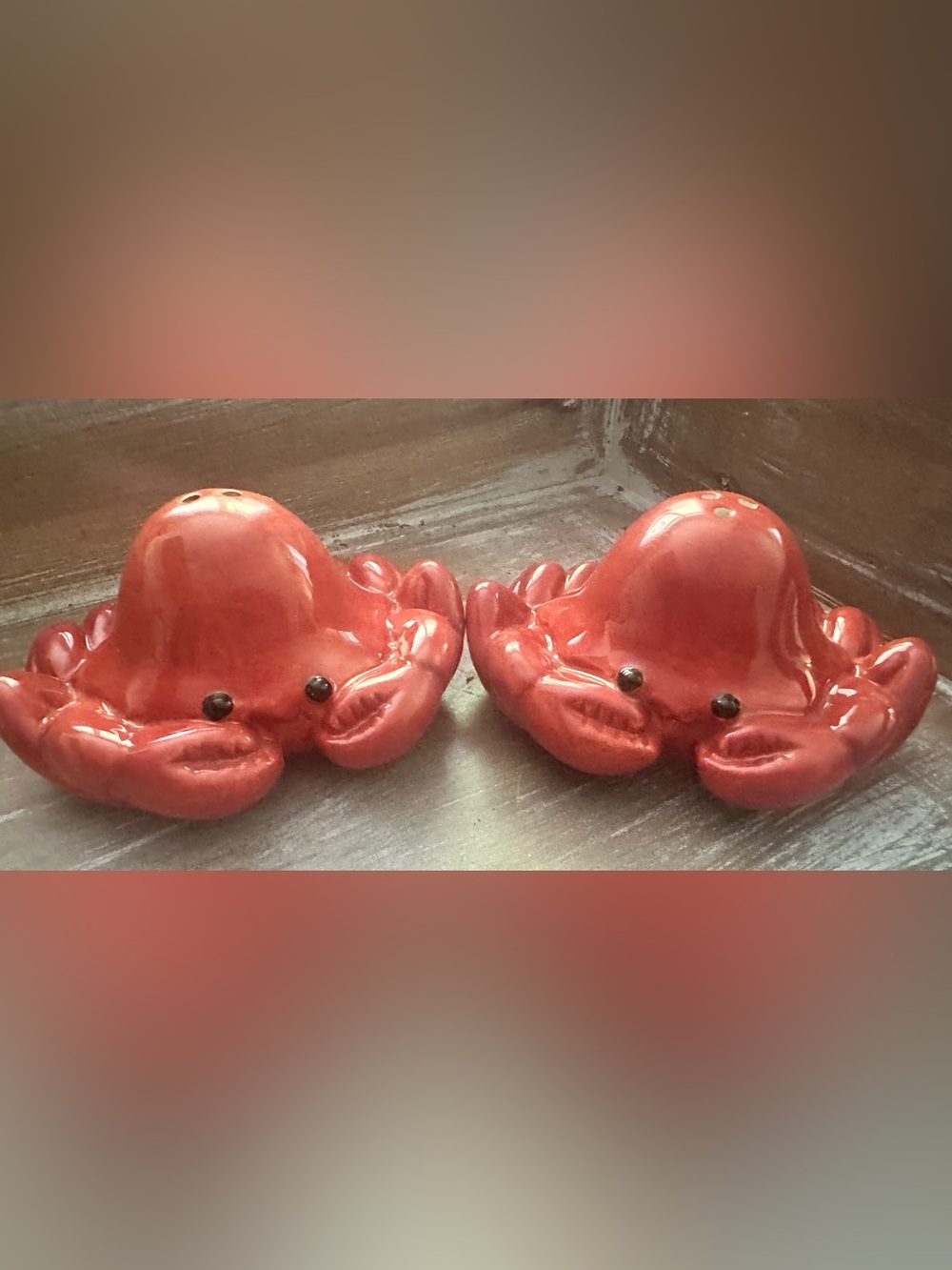 Vintage Ceramic Crab Salt and Pepper Shaker Set Ocean Beach Decor